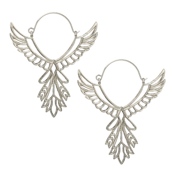 2 Left! Phoenix Rising Angel Wings Silver Earrings - Picture 3 of 7